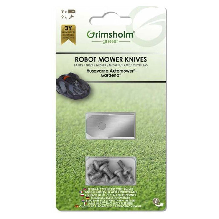 Grimsholm Sett Med 9 Reservekniver og 9 Festeskruer for Automower